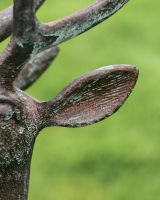 Cast Aluminium "Jasper" Head Up Stag in Verdigris Ear Close Up
