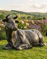 Cast Aluminium Laying Cow Sculpture digital illustration