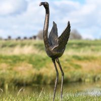 Cast Aluminium Lesser Freestanding Flamingo Garden Sculpture