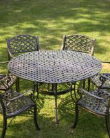 Situ Shot of Cast Aluminium "Manhattan" Six Seater Garden Table & Chair Set 