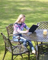 Scale Shot of Cast Aluminium "Manhattan" Six Seater Garden Table & Chair Set 