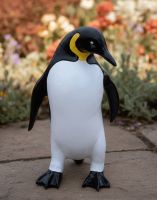 Cast Aluminium Penguin Garden Sculpture Digital Illustration
