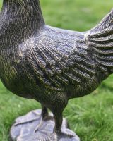 Cast Aluminum "Cooper" Rooster Garden Sculpture in Brushed Gold Feathers