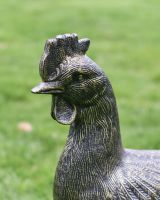 Cast Aluminum "Cooper" Rooster Garden Sculpture in Brushed Gold Head