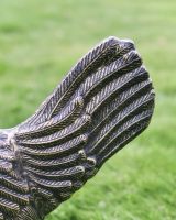 Cast Aluminum "Cooper" Rooster Garden Sculpture in Brushed Gold Tail