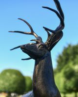 Cast Aluminum "Farnam" Stag on Rock Garden Sculpture Side Profile