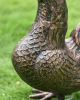 Cast Aluminum "Margary" Chicken Garden Sculpture in Copper Finish Featehrs Close Up