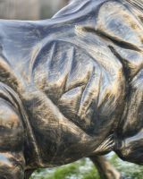Close-Up of Cast Aluminium "Raging Bull" Garden Sculpture 