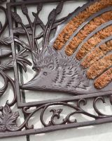 Close-Up of Hedgehog Design on Doormat & Boot Scraper in Situ