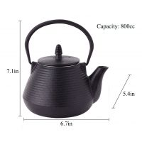 Cast Iron Black "Beehive" Teapot Dimensions
