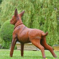 View of the Back of the Cast Iron Boxer Dog Sculpture