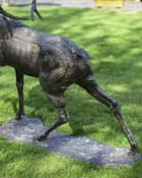 Cast Iron Evander Stag Sculpture in Antique Gold Base Detail