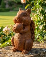 Cast Iron Feasting Squirrel Garden Statue Digital Illustration