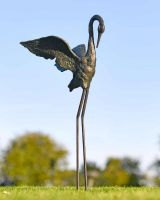 Situ Shot of Freestanding Flamingo Sculpture with Head Down