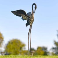 Cast Iron Freestanding "Head Down" Flamingo Garden Sculpture Cast Iron Freestanding "Head Down" Flamingo Garden Sculpture