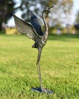 Cast Iron Freestanding "Head Up" Flamingo Garden Sculpture in Situ