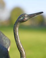Close-Up of Cast Iron Freestanding "Head Up" Flamingo Garden Sculpture