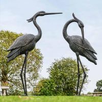 Cast Aluminium Freestanding "Titan" Heron Garden Sculpture - Set of Two