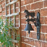 Cast Iron Garden Bell With Horse Motif