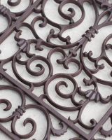 Cast Iron Handforth Ornate Fleur-de-Lys Door Mat Heart Motif