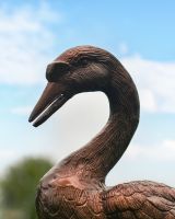 Cast Iron "Hayscot" Antique Copper Swan Garden Sculpture SIde Profile Cast Iron "Hayscot" Antique Copper Swan Garden Sculpture SIde Profile