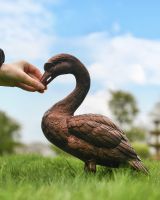 Cast Iron "Hayscot" Antique Copper Swan Garden Sculpture with Hand for Scale Cast Iron "Hayscot" Antique Copper Swan Garden Sculpture with Hand for Scale