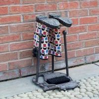 Cast Iron "Horse" Boot Brush & Scrapper Rustic Welly Rack in Use Outdoors