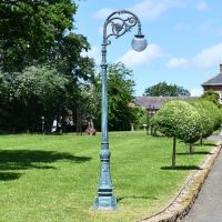 "Lady Delphine" Antique Blue Ornate Cast Iron Globe Lamp Post 2.5m