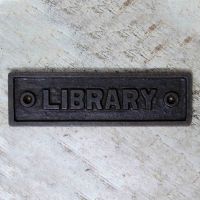 Cast Iron "Library" Sign