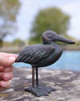 Scale Shot of Cast Iron Miniature "Eloise" Freestanding Pelican Garden Sculpture