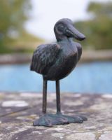 Cast Iron Miniature "Eloise" Freestanding Pelican Garden Sculpture in Situ