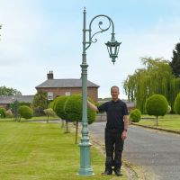 Cast Iron Ornate Swan Neck Lamp Post Scale Shot