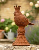 Cast Iron Perched Bird with Queen Crown Sculpture Digital Illustration