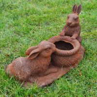 Cast Iron Rustic Rabbit Planter