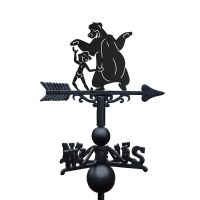 Cast Iron & Steel "Bear Necessities" Cartoon Weathervane on White Background