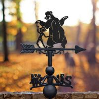 Cast Iron & Steel Weathervane with "Bear Necessities" Cartoon Topper