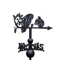 Close-Up of Cast Iron & Steel "Nutty" Owl & Squirrel Weathervane