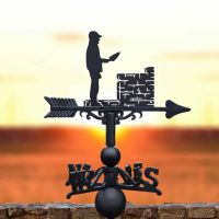 Cast Iron & Steel Bricklayer Weathervane in Situ
