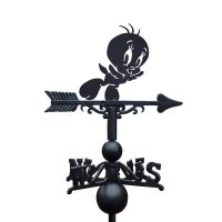 Cast Iron & Steel Cartoon Flying Bird Weathervane on White Background