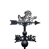 Cast Iron & Steel Cartoon Laying Tiger Weathervane on White Background