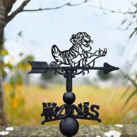 Cast Iron & Steel Cartoon Laying Tiger Weathervane in Situ