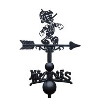 Close-Up of Cast Iron & Steel Cartoon Wooden Boy Weathervane Close-Up of Cast Iron & Steel Cartoon Wooden Boy Weathervane