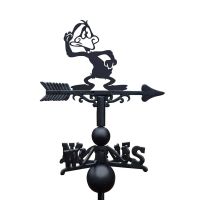 Cast Iron & Steel Daft Duck Cartoon Weathervane on White Background