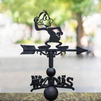 Cast Iron & Steel Daft Duck Cartoon Weathervane in Situ