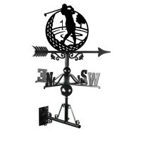 Mounted Cast Iron & Steel Female Golfer Weathervane
