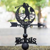 Cast Iron & Steel Female Golfer Weathervane in Situ