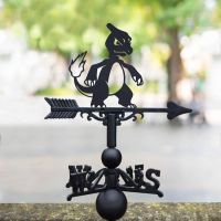 Cast Iron & Steel Weathervane with First Evolution Fire Lizard Character Motif Cast Iron & Steel Weathervane with First Evolution Fire Lizard Character Motif