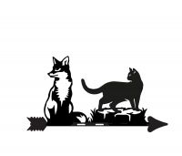 Close-Up of Cast Iron & Steel Fox & Cat Weathervane Topper