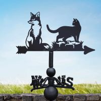 Cast Iron & Steel Weathervane with Fox & Cat Topper