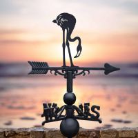 Cast Iron & Steel Weathervane with Head Down Flamingo Design